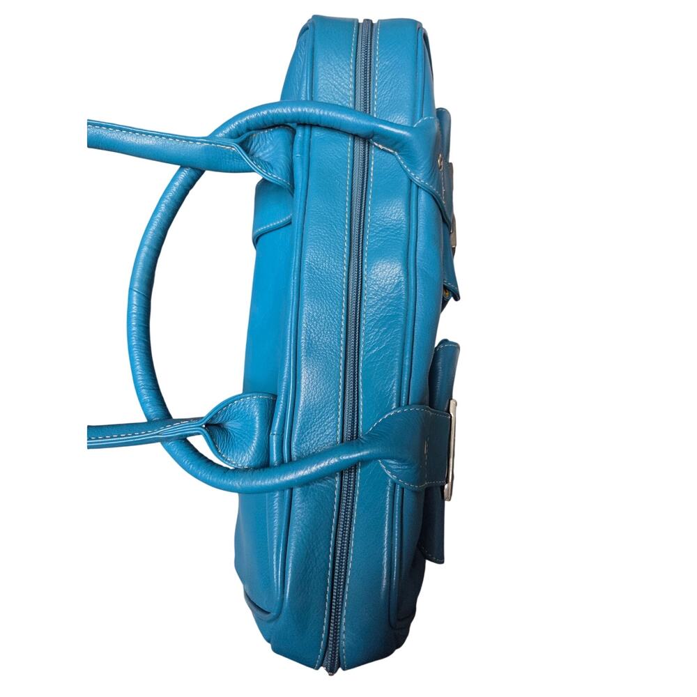 Blue Genuine Leather Cargo Bag - Picture 3 of 15